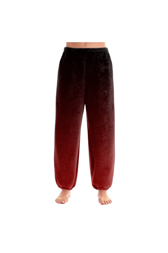 Women's Gradient Cuff Pants, Casual Lounge Sleep Pants, Elastic Waist Comfort Trousers for Unique Style and Relaxed Fit,Red,L
