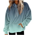 thumbnail image 1 of Women's Gradient Plush Fleece Hooded Sweatshirt Casual Long Sleeve Loose Fit Warm Pullover Tops With Pockets, 1 of 4