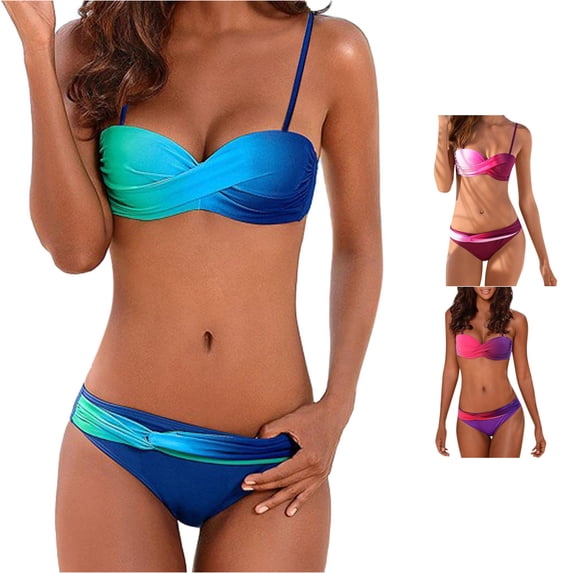 Women's Gradient Print Tankini Set, Two Piece Swimsuit, Beach Pool, Bathing Suit