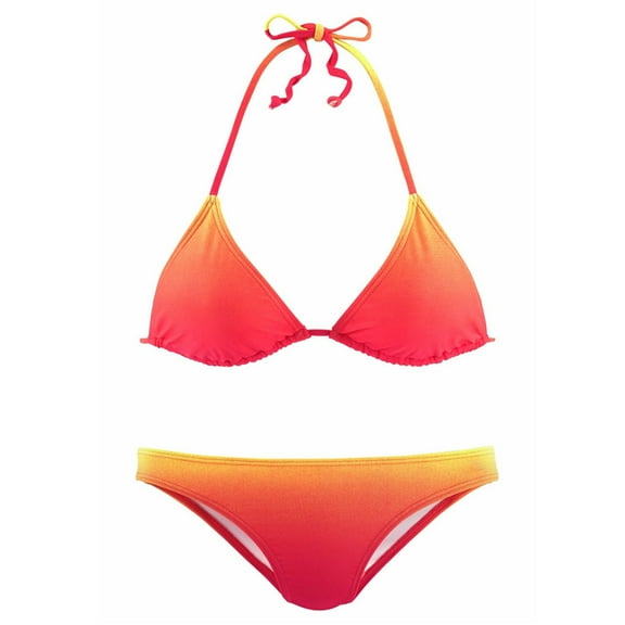 Women's Gradient Printed Bikini Set String Halter Top Triangle Swimsuit Trendy Sexy Vacation Beach Bathing Suits