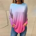 thumbnail image 1 of Women's Gradient Printed Tunic Tops Casual Long Sleeve Shirts Round Neck Pullover, 1 of 6