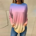 thumbnail image 1 of Women's Gradient Printed Tunic Tops Casual Long Sleeve Shirts Round Neck Pullover, 1 of 6