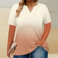 thumbnail image 1 of Women’s Gradient Tops Plus Size V Neck T Shirts Going Out Summer Tops For Women Casual Tunic Blouse Size L-5XL (L, Khaki), 1 of 6