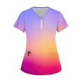 thumbnail image 1 of Women's Gradient Zip Front Scrub Top Short Sleeve V-Neck Medical Uniform with Pockets for Nurses and Healthcare, 1 of 3