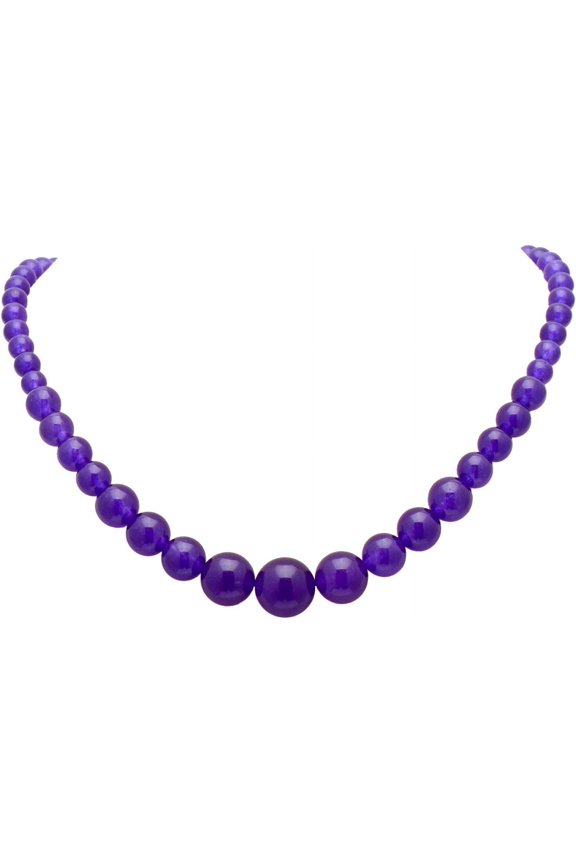 Women's Graduated Necklace Chalcedony Agate Gemstone Beads Strand 18 Inches[e7444]