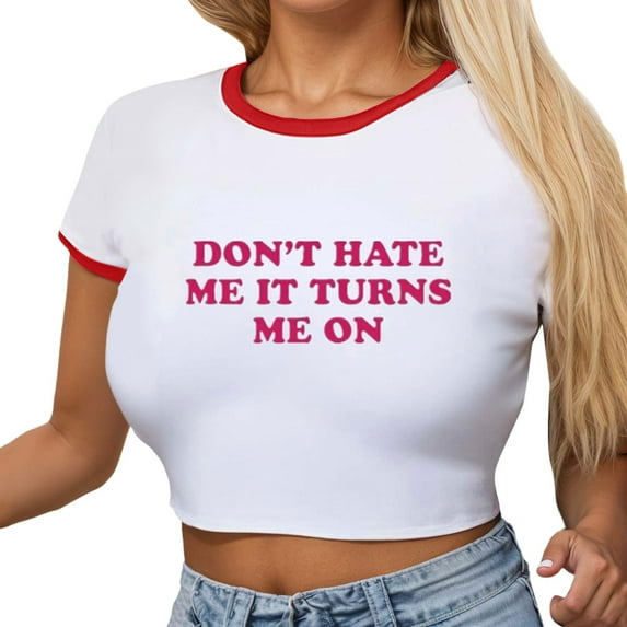 Women's T-Shirts Slim Fit Summer Top Graphic Crop Tee for Everyday Casual Wear