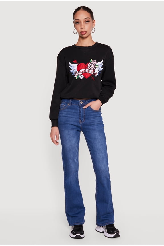 Women's Graphic Cropped Bubble Hem Sweatshirt