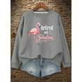 thumbnail image 1 of Women's  Graphic Flamingo Print Sweatshirt -  Casual Long Sleeve Round Neck Pullover, Machine Washable Autumn Winter Clothing, Everyday Comfort Apparel | Playful Graphic Sweatshirt, 1 of 7