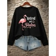 thumbnail image 1 of Women's  Graphic Flamingo Print Sweatshirt -  Casual Long Sleeve Round Neck Pullover, Machine Washable Autumn Winter Clothing, Everyday Comfort Apparel | Playful Graphic Sweatshirt, 1 of 7