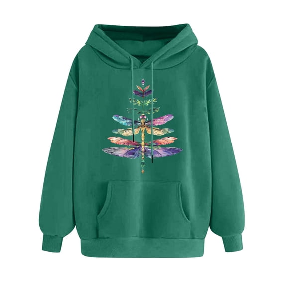 Women's Graphic Hoodie,Long Sleeve Pullover Sweatshirt with Kangaroo Pocket,Casual Hooded Top for Fall and Winter