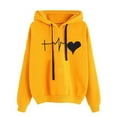 thumbnail image 1 of Women's Graphic Hoodies Cute Love Heart Print Drawstring Long Sleeve Sweatshirt Fall Casual Pullover Outfits Tops with Pockets, 1 of 3