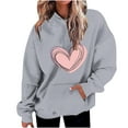thumbnail image 1 of Women's Graphic Hoodies Heart Print Drawstring Long Sleeve Pocket Sweatshirt Pullover Tops, 1 of 5