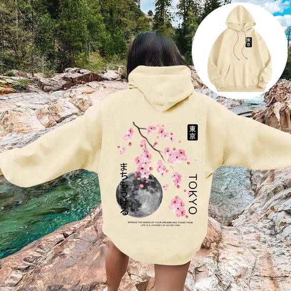 Women's Graphic Hoodies Japanese Hoodie Top Oversized Long Sleeve Anime Pullovers Sweatshirts