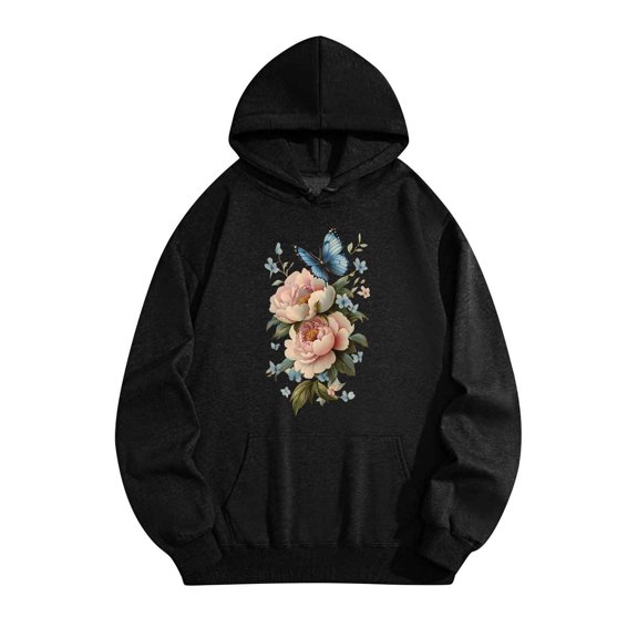 Women's Graphic Hoodies Oversized Hoodies Casual Long Sleeve Hawaii Print Pullover Sweatshirts with Pocket Cotton Outfit M