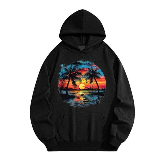 Women's Graphic Hoodies Oversized Hoodies Casual Long Sleeve Hawaii Print Pullover Sweatshirts with Pocket Cotton Outfit S