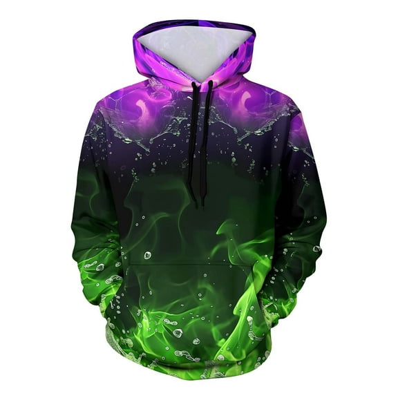 Women's Graphic Hoodies Trendy 3D Printed Drawstring Hooded Sweatshirt Pullover Long Sleeve Tops for Women and Men (M, Green)