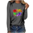thumbnail image 1 of Women's Graphic Long Sleeve Tops Funny Print Crew Neck Casual Loose Sweatshirts Valentine Day Tee Gift to Ladies(Gray,L), 1 of 5