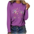 thumbnail image 1 of Women's Graphic Long Sleeve Tops Funny Print Crew Neck Casual Loose Sweatshirts Valentine Day Tee Gift to Ladies(Purple,S), 1 of 5
