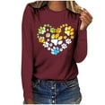 thumbnail image 1 of Women's Graphic Long Sleeve Tops Funny Print Crew Neck Casual Loose Sweatshirts Valentine Day Tee Gift to Ladies(Wine,L), 1 of 5