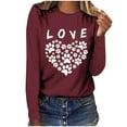 thumbnail image 1 of Women's Graphic Long Sleeve Tops Funny Print Crew Neck Casual Loose Sweatshirts Valentine Day Tee Gift to Ladies(Wine,S), 1 of 5