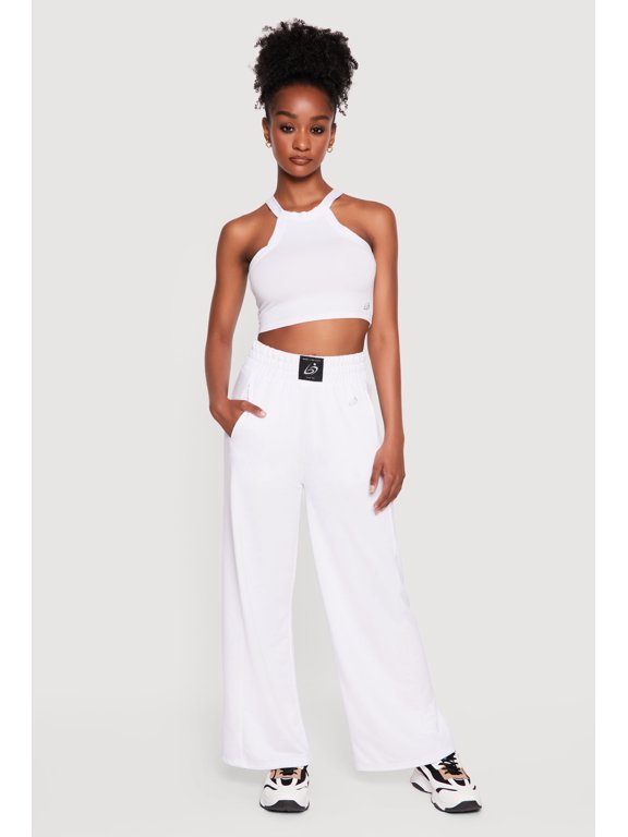 Women's Graphic Patch Detail High Waisted Wide Leg Sweatpants