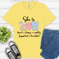 thumbnail image 1 of Women's Graphic Premium T-Shirt She is MOM with Positive Words and Pastel Design, Yellow, 2XL, 1 of 6