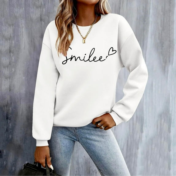 Women's Graphic Print Sweatshirt Fashion Design Round Neck Loose Fit Long Sleeve
