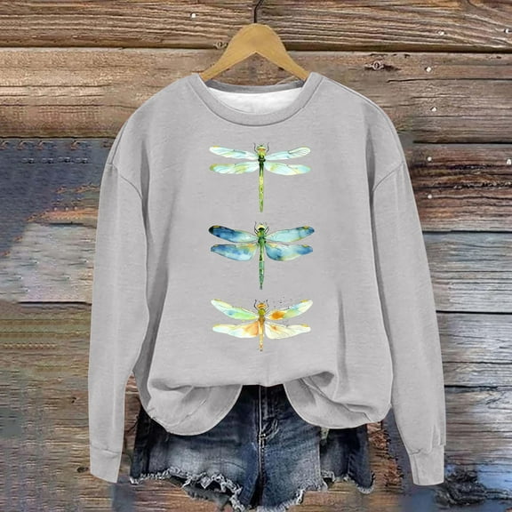 Women's Graphic Print Sweatshirt Round Neck Loose Fit Long Sleeve Casual Blouse
