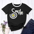 thumbnail image 1 of Women’s Graphic Print Tee Casual Short Sleeve T Shirt Funny Letter Printed T Shirts Summer Short Sleeve T-Shirt with Trendy Design for Daily Wear(Black3,L), 1 of 5