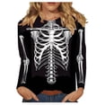 thumbnail image 1 of Women's Graphic Print Tee, Crew Neck 3/4 Sleeve Top, Fall Shirt for Halloween Casual Wear, 1 of 5