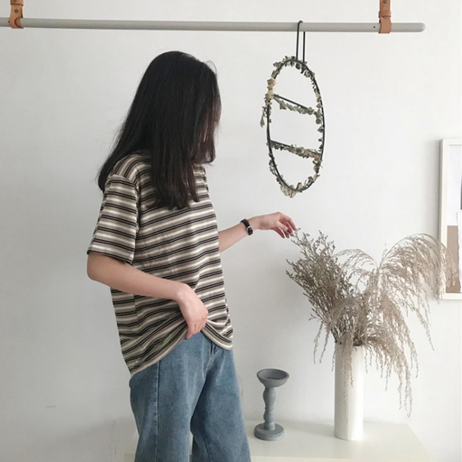 韓国発【JUSTYOUNG】AP Grunge Striped Short Sleeve Tee/2color Women's Graphic Printed Striped Short Sleeve Casual T-Shirt