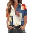thumbnail image 1 of Women's Graphic Short Sleeve Button-Down Shirt - Collared Casual Print Blouse Tops for Summer & Everyday Wear Linen Tops For Women, 1 of 6