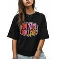 thumbnail image 1 of Women's Graphic T-Shirt Black 2XL Women's Tops Fun Fact: I Don't Care Crew Neck Short Sleeve Shirts for Women, 1 of 3