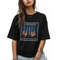 thumbnail image 1 of Women's Graphic T-Shirt Black L Women's Tops Guitar Pattern Crew Neck Short Sleeve Shirts for Women, 1 of 3