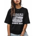 thumbnail image 1 of Women's Graphic T-Shirt Black M Women's Tops Could Be A Train Station Kind Day Crew Neck Short Sleeve Shirts for Women, 1 of 3