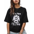 thumbnail image 1 of Women's Graphic T-Shirt Black XL Women's Tops Funny Monster Digital Illustration Crew Neck Short Sleeve Shirts for Women, 1 of 3