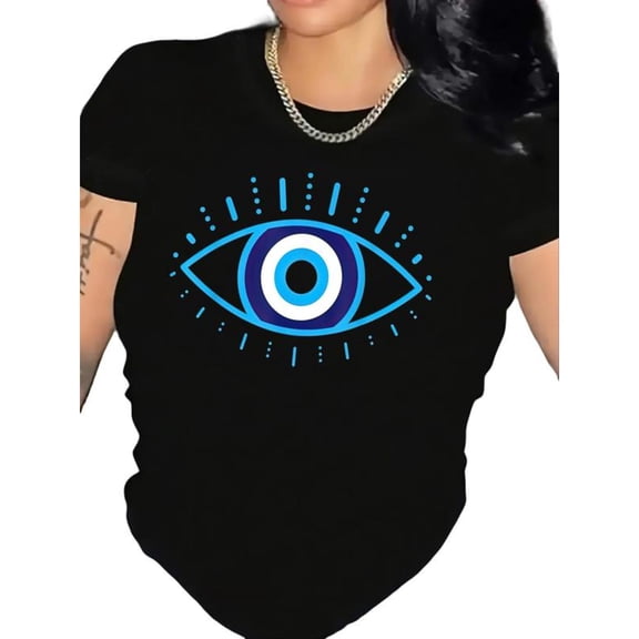 Women's Graphic T-Shirt, Blue Protective Design, Soft Breathable Comfort Tee,Causal Tee Tops for Summer,Funny,cotton,black,S-5XL