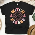 thumbnail image 1 of Women's Graphic T-Shirt Funny Halloween Witch Please Tee Pastel Aesthetic, Black, Size L, 1 of 6