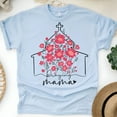 thumbnail image 1 of Women’s Graphic T-Shirt Praying Mama Church Floral Print | Christian Faith Tee, Light Blue, Size S, 1 of 4