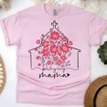 thumbnail image 1 of Women’s Graphic T-Shirt Praying Mama Church Floral Print | Christian Faith Tee, Light Pink, Size M, 1 of 4