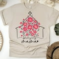 thumbnail image 1 of Women’s Graphic T-Shirt Praying Mama Church Floral Print | Christian Faith Tee, Sand, Size M, 1 of 4