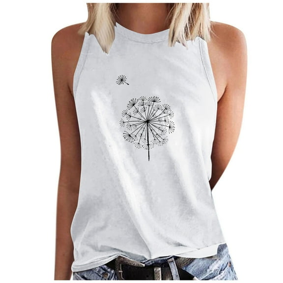 Women's Graphic Tank Tops Trendy Simples Print Sleeveless Shirt SummerCasual Loose Fit Crew Neck Camisole