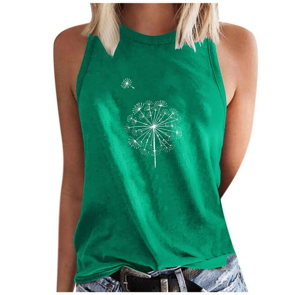Women's Graphic Tank Tops Trendy Simples Print Sleeveless Shirt SummerCasual Loose Fit Crew Neck Camisole