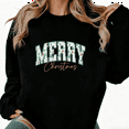 thumbnail image 1 of Women's Graphic Tee T-Shirt Merry Christmas Tree Print Top Round-neck long-sleeved Black S-3XL, 1 of 6
