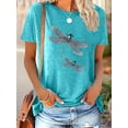 thumbnail image 1 of Women's Graphic Tees Casual Summer Funny Dragonfly Printed Short Sleeve Cute T Shirts Tops, S, 1 of 4