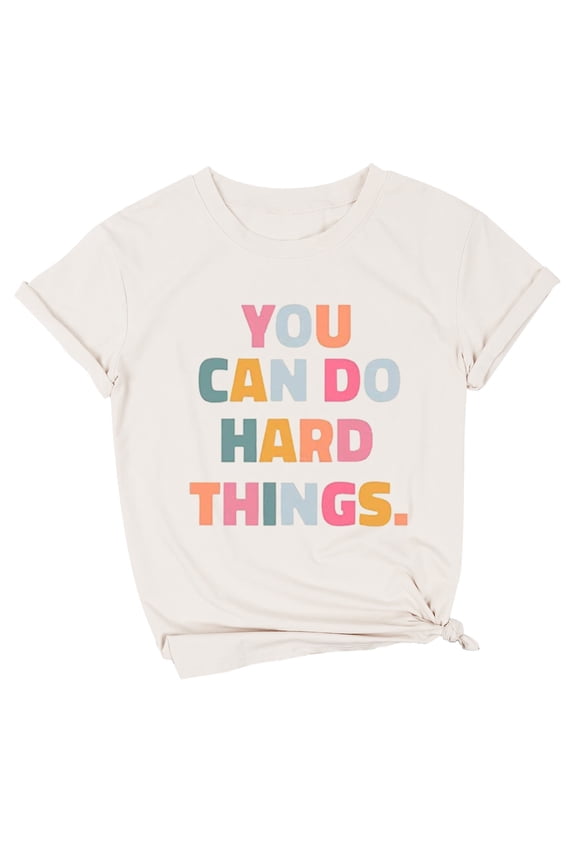 Women's Graphic Tees You Hard Things Live Happy Fitness Teacher Casual Wear
