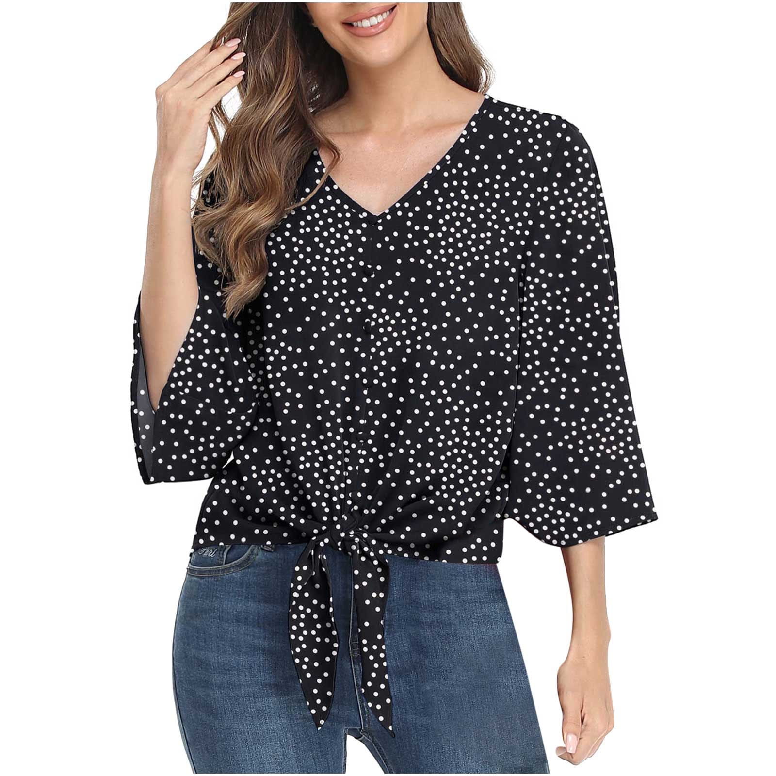 Women's Graphic Tshirt Button 3/4 Bell Sleeve V neck Pullover Tie Knot Tops  Shirts Blouse Off the Shoulder Tops Ladies Fall Winter Going Out Tunic Tees  Adult Tops for Women Pleasure -