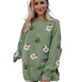 thumbnail image 1 of Women's Grass Green Sequin Santa Claus Christmas Tree Patchwork Corded Sweatshirt | [ZhiHiMeRi] | (US 20-22)2XL, 1 of 5