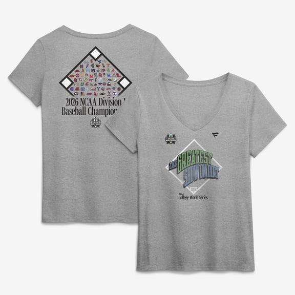Women's Gray 2026 NCAA Baseball College World Series Cleat Grip V-Neck T-Shirt