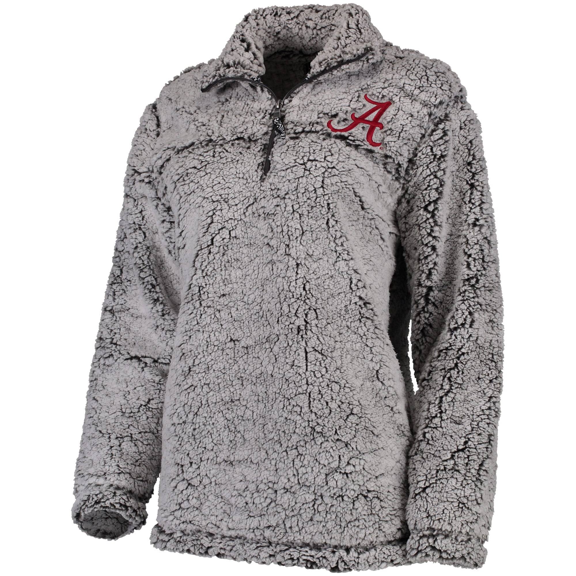 Women's Gray Alabama Crimson Tide Sherpa Super Soft Quarter-Zip Pullover  Jacket 